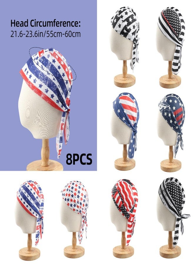 Sdfvsdg 8 Pack Do Rag Skull Caps for Men Cap Bandana Hat Sweat Wicking Cooling Helmet Liner Cycling Beanie Head Wraps Rag Multicoloured - Image 3